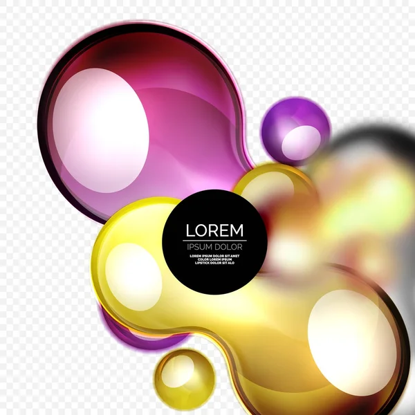 Bulles de verre sur gris, design techno liquide moderne — Image vectorielle