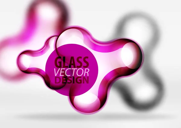Vetor digital 3d bolha de espaço, vidro e efeitos metálicos — Vetor de Stock