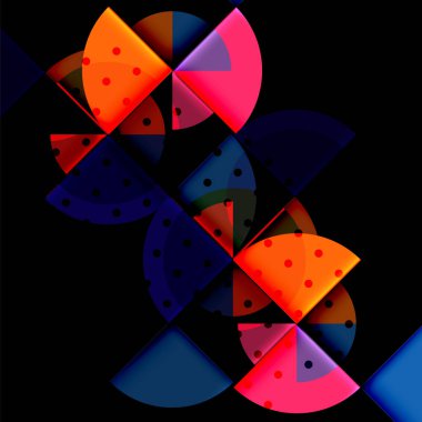 Siyah arka plan üzerine daire öğeleri