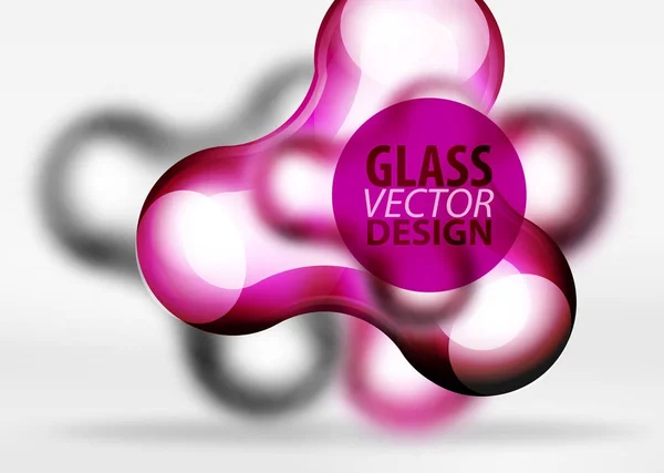 Vektor digitale 3D-Raumblase, Glas und Metallic-Effekte — Stockvektor