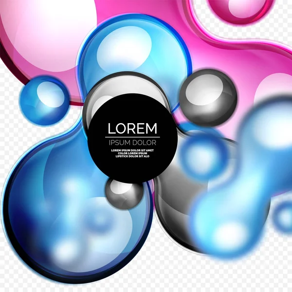 Glasblasen auf grauem, modernem Techno-Liquid-Design — Stockvektor