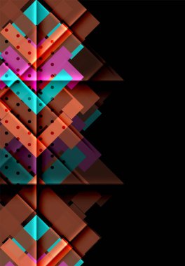 Renkli üçgenler ve oklar koyu arka plan üzerinde