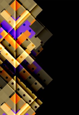 Renkli üçgenler ve oklar koyu arka plan üzerinde