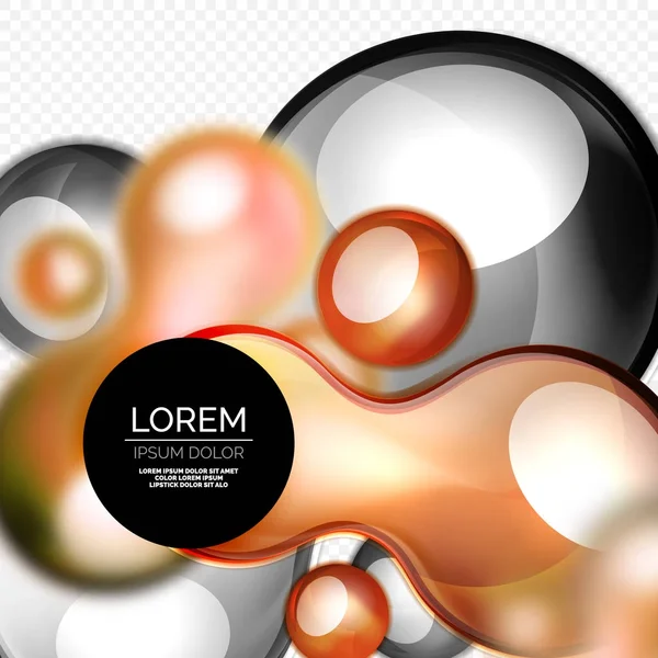 Bulles de verre sur gris, design techno liquide moderne — Image vectorielle