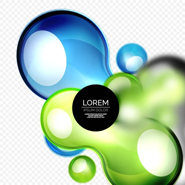 Glass bubbles on grey, modern techno liquid design — Stock Vector