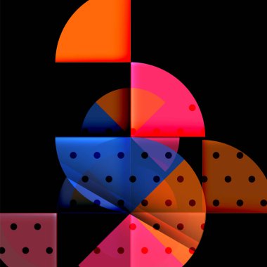 Siyah arka plan üzerine daire öğeleri