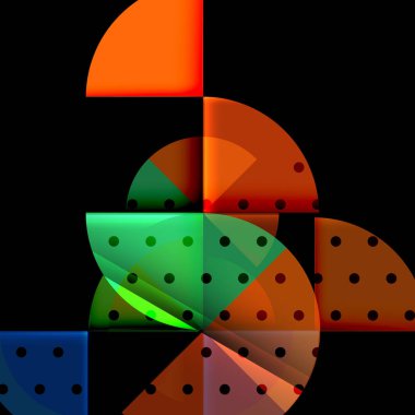 Siyah arka plan üzerine daire öğeleri