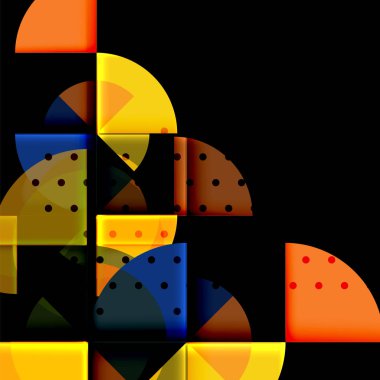 Siyah arka plan üzerine daire öğeleri