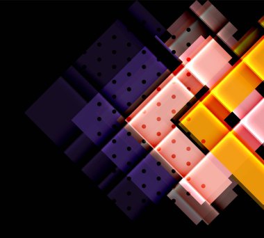 Renkli üçgenler ve oklar koyu arka plan üzerinde