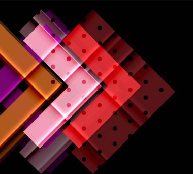 Renkli üçgenler ve oklar koyu arka plan üzerinde