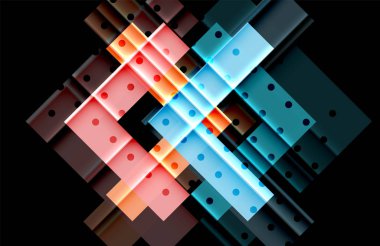 Renkli üçgenler ve oklar koyu arka plan üzerinde