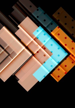 Renkli üçgenler ve oklar koyu arka plan üzerinde