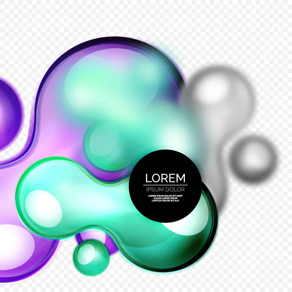 Üveg buborékok szürke, modern techno folyékony design — Stock Vector