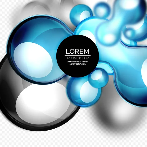 Glass bubbles on grey, modern techno liquid design — Stock Vector