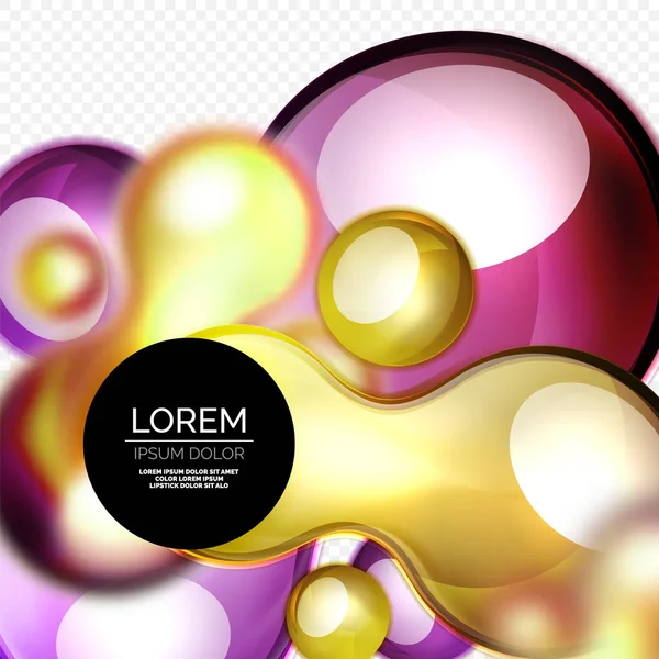 Skleněné bubliny na liquid design šedá, moderní techno — Stockový vektor