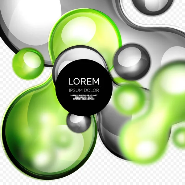 Üveg buborékok szürke, modern techno folyékony design — Stock Vector