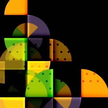 Siyah arka plan üzerine daire öğeleri