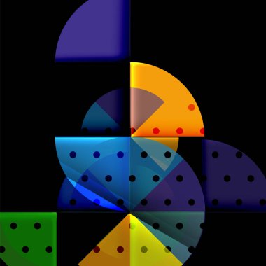 Siyah arka plan üzerine daire öğeleri