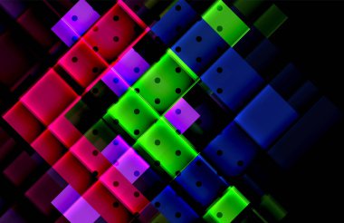 Renkli üçgenler ve oklar koyu arka plan üzerinde