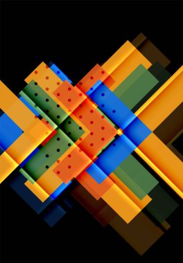 Renkli üçgenler ve oklar koyu arka plan üzerinde