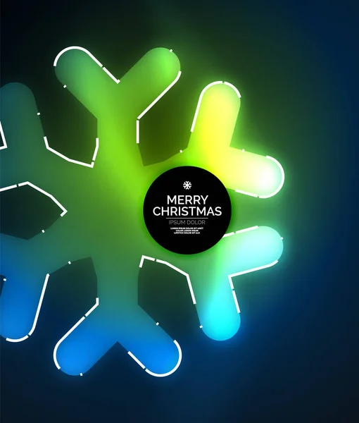 Flocons de neige d'hiver lumineux sur fond sombre, Noël et Nouvel An vacances — Image vectorielle