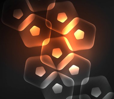 Parlak cam şeffaf pentagans, geometrik soyut dijital arka plan