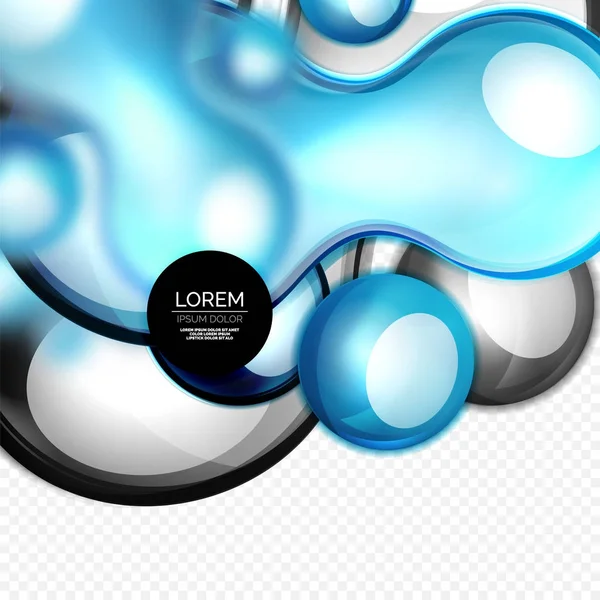 Скляні бульбашки на сірому, сучасному технологічному рідкому дизайні — стоковий вектор