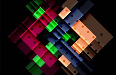 Renkli üçgenler ve oklar koyu arka plan üzerinde