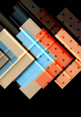 Renkli üçgenler ve oklar koyu arka plan üzerinde