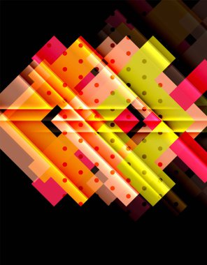 Renkli üçgenler ve oklar koyu arka plan üzerinde