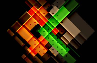 Renkli üçgenler ve oklar koyu arka plan üzerinde