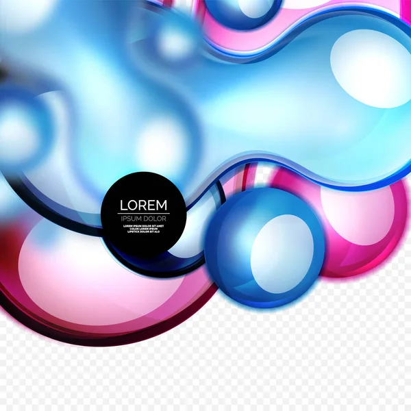 Bulles de verre sur gris, design techno liquide moderne — Image vectorielle