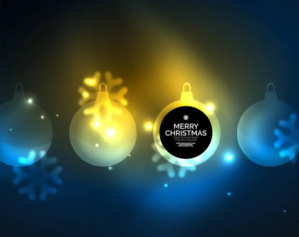 Modèle vectoriel boule de Noël et flocons de neige lumineux — Image vectorielle