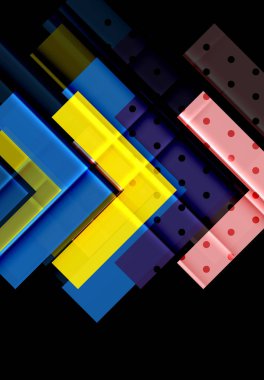 Siyah arka plan üzerinde renkli oklar