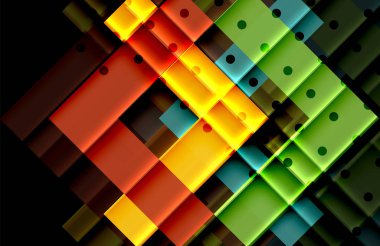 Renkli üçgenler ve oklar koyu arka plan üzerinde