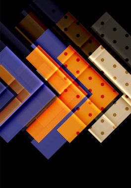 Renkli üçgenler ve oklar koyu arka plan üzerinde