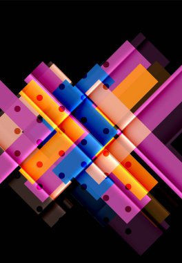 Renkli üçgenler ve oklar koyu arka plan üzerinde