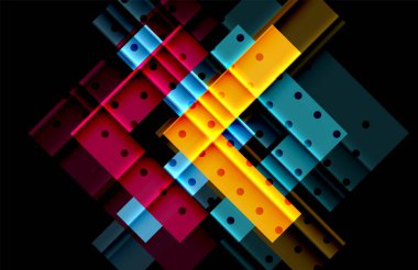 Renkli üçgenler ve oklar koyu arka plan üzerinde