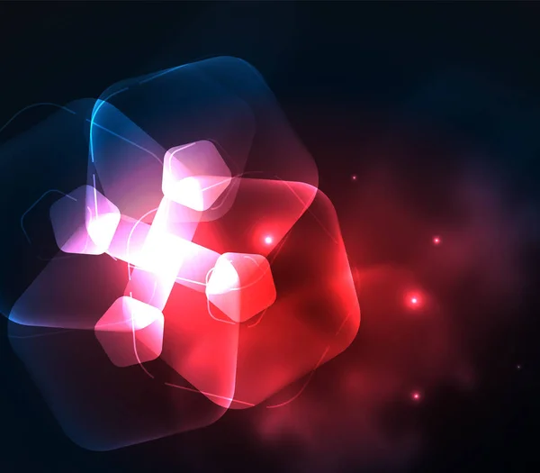 輝くガラス透明 pentagans、幾何学的な抽象的なデジタル背景 — ストックベクタ