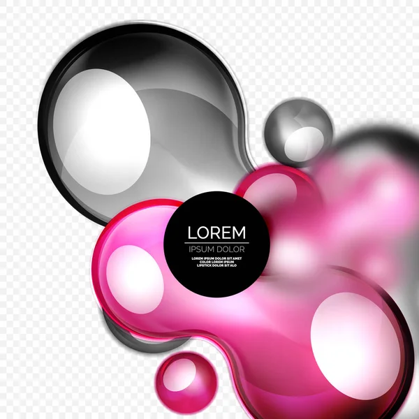 Bulles de verre sur gris, design techno liquide moderne — Image vectorielle