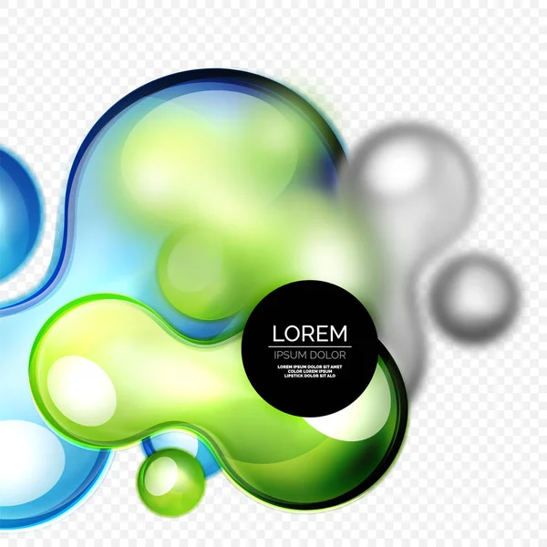 Burbujas de vidrio en gris, diseño moderno de techno líquido — Vector de stock