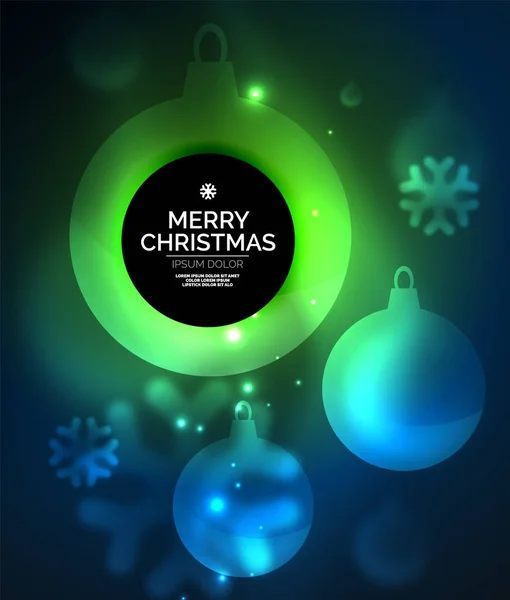 ख्रिसमस चेंडू आणि स्नोफ्लेक्स वेक्टर टेम्पलेट चमकणारा — स्टॉक व्हेक्टर