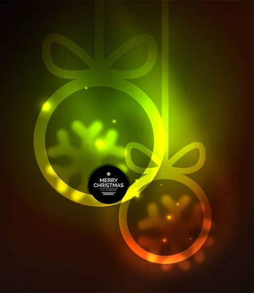 Julgranskulor, vector magic mörk bakgrund med glödande nyår sfärer — Stock vektor