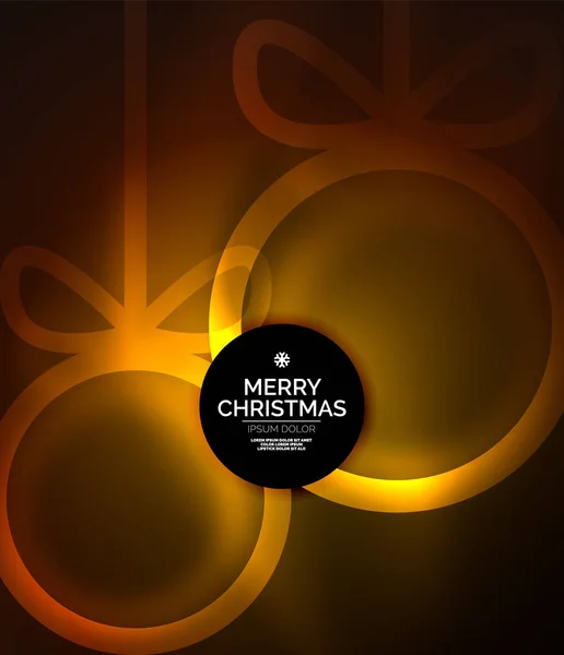 Boules de Noël, fond sombre magique vectoriel avec sphères de Nouvel An lumineux — Image vectorielle