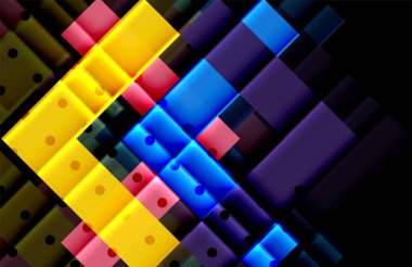 Renkli üçgenler ve oklar koyu arka plan üzerinde