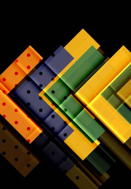 Renkli üçgenler ve oklar koyu arka plan üzerinde