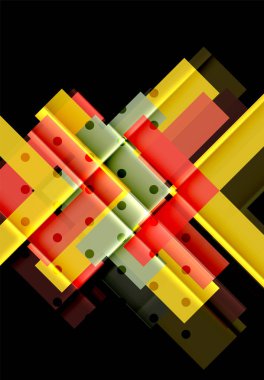 Renkli üçgenler ve oklar koyu arka plan üzerinde