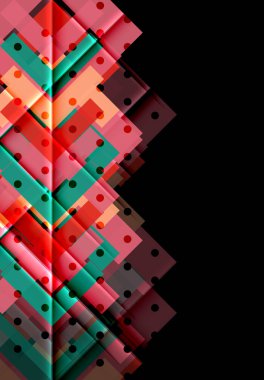 Renkli üçgenler ve oklar koyu arka plan üzerinde