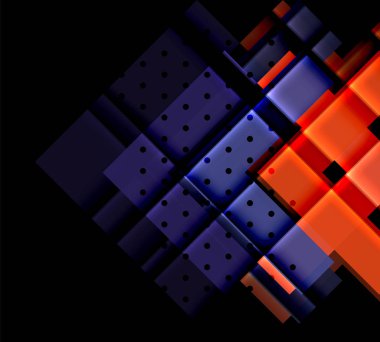 Renkli üçgenler ve oklar koyu arka plan üzerinde