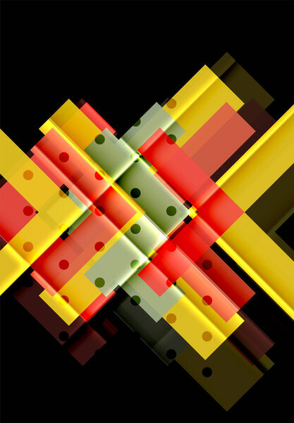 Цветные треугольники и стрелки на темном фоне
